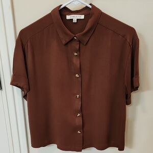 Rose & Olive Chocolate Brown Button-Down Shirt